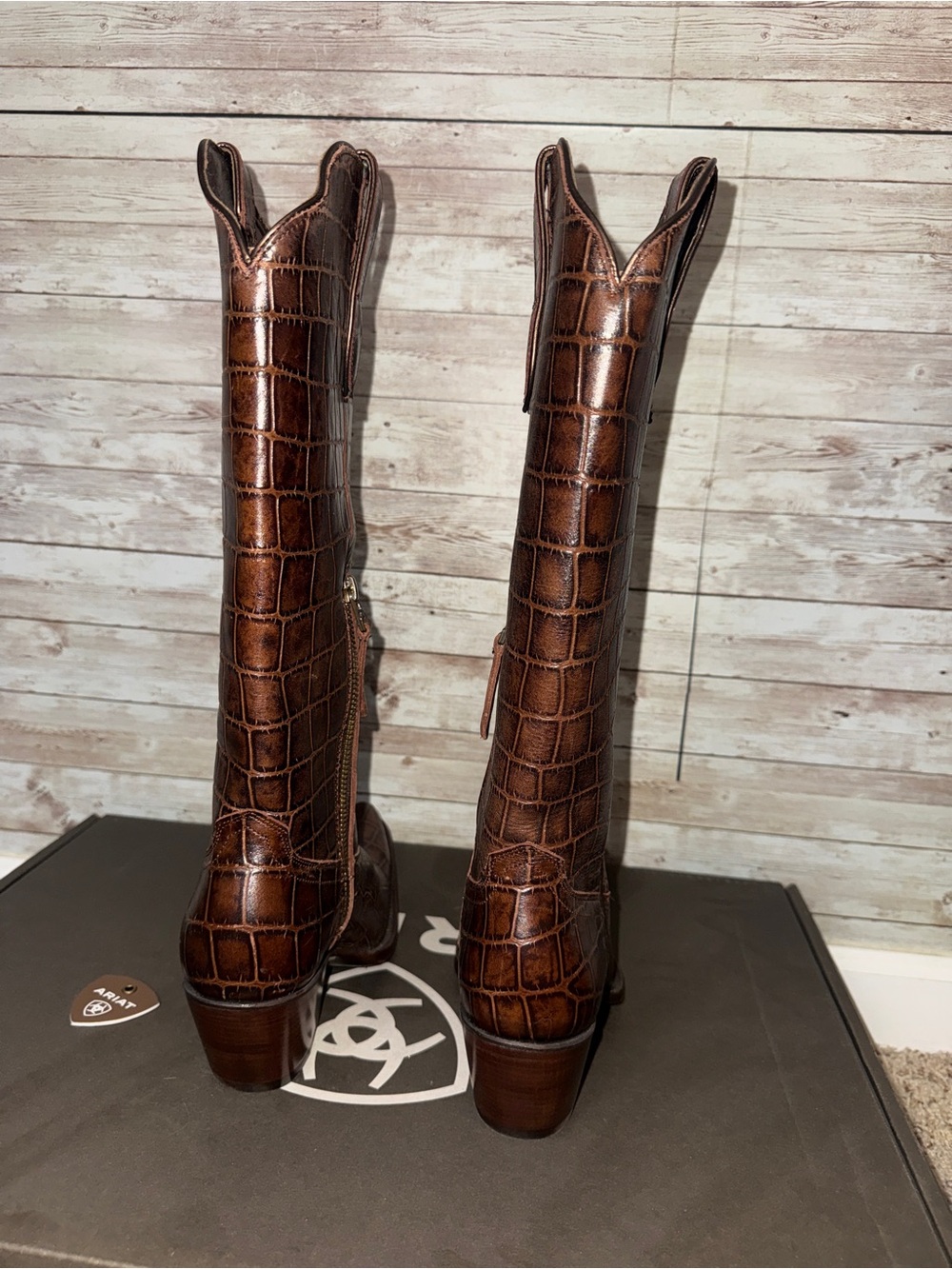 Ariat Luxe Espresso Croc Casanova Boots - Size 6 - New - Picture 10 of 11